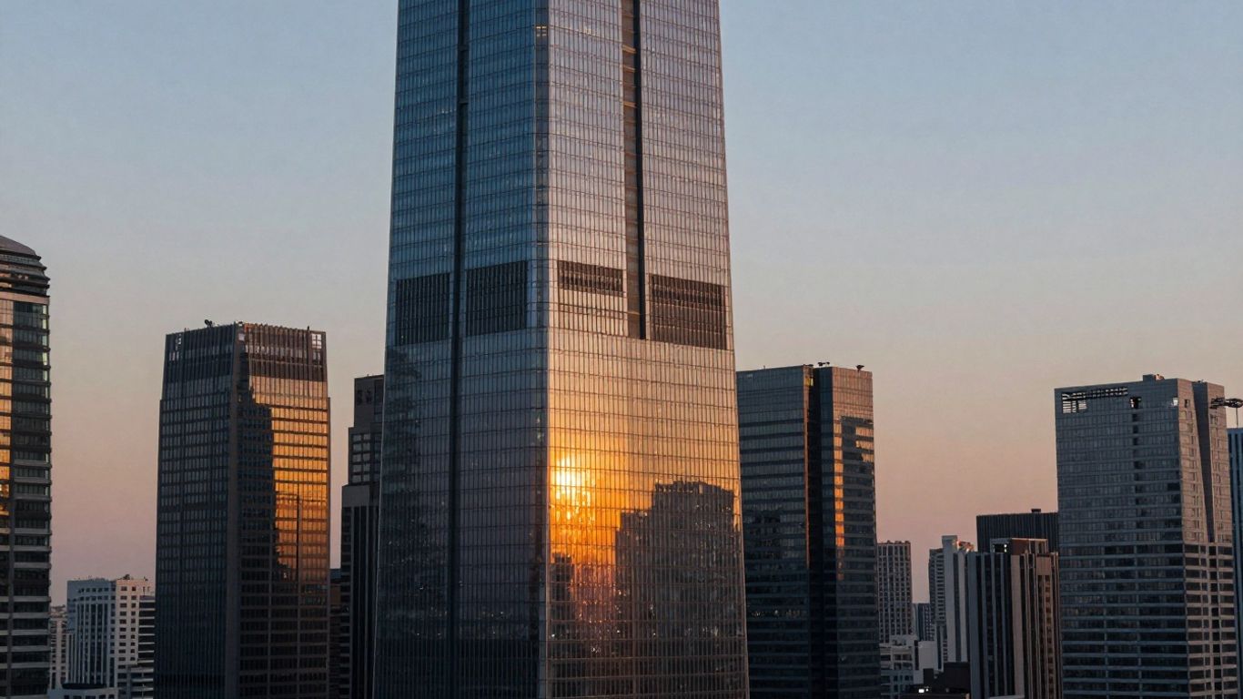 Goldman Sachs skyscraper at sunset