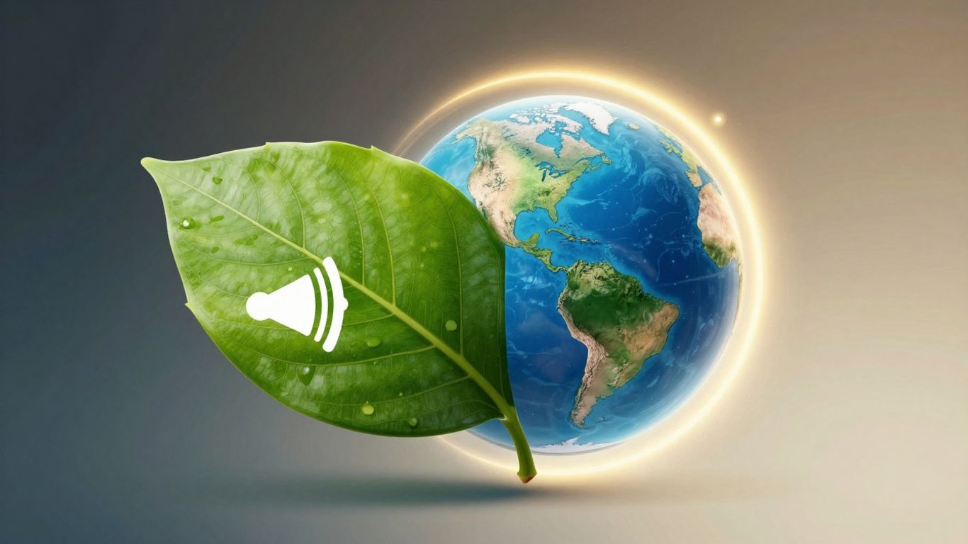 Green leaf and glowing globe side-by-side.