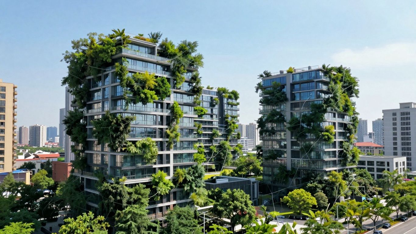 Zurich cityscape with integrated greenery and sunlight.