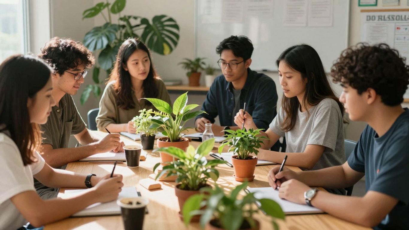 Students and faculty in a collaborative learning environment.