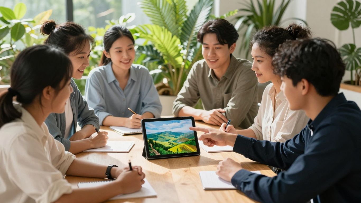 People learning about environmental management online.