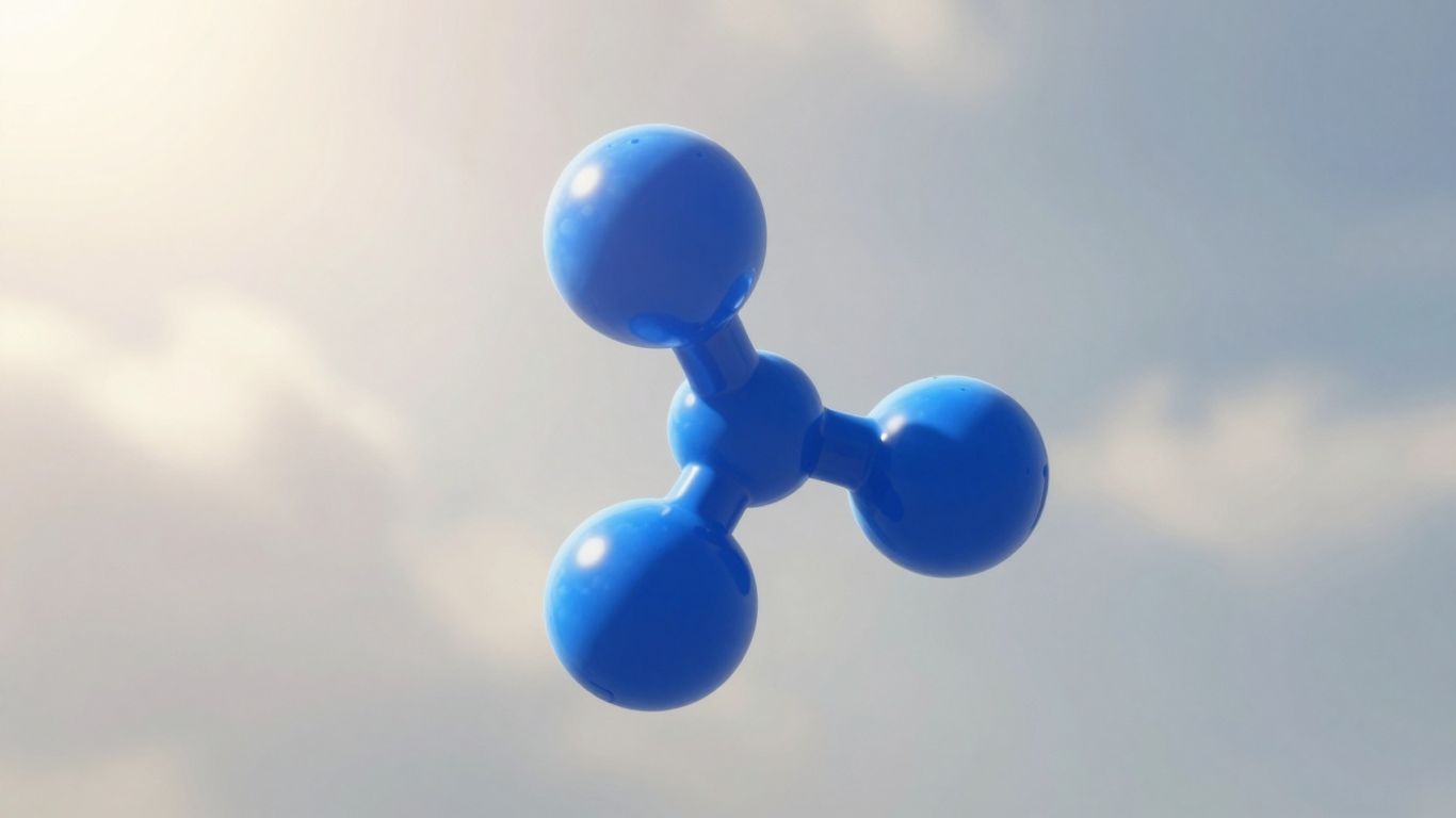 Ozone molecule in a hazy blue sky with sunlight.