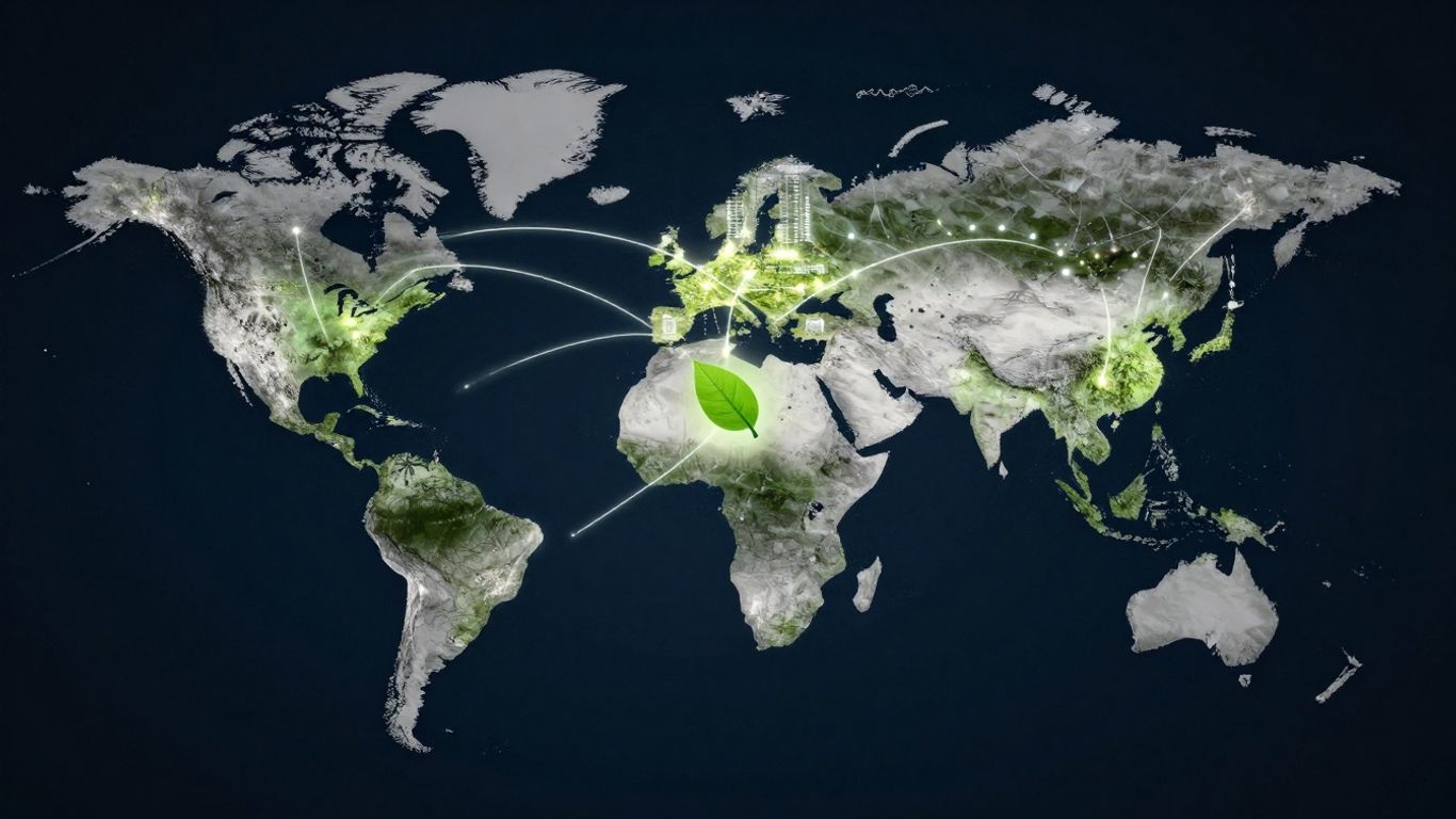Diagram of global supply chains with environmental impact.