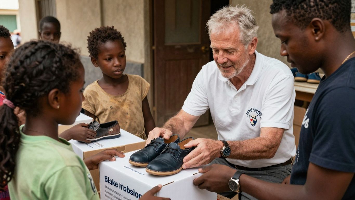 Blake Mycoskie with children, Toms Shoes CSR
