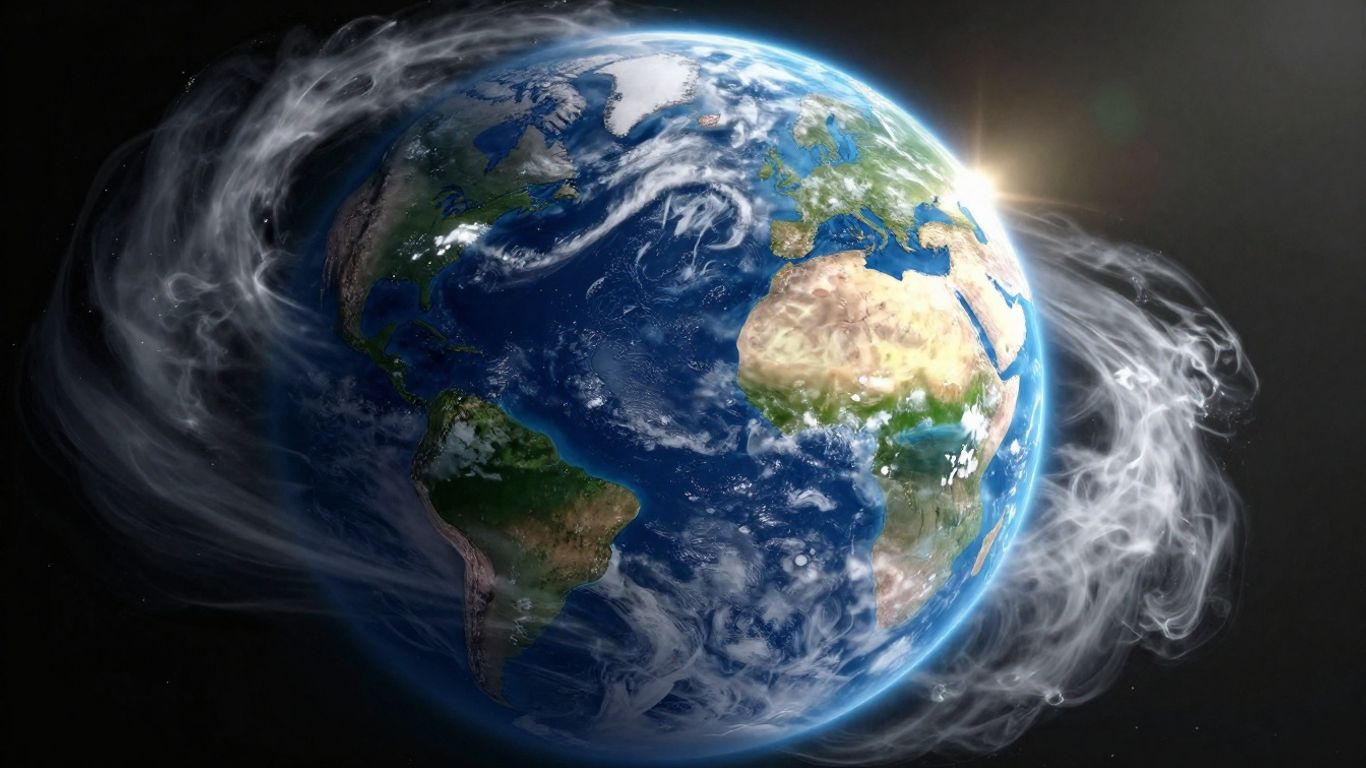 Earth from space with atmospheric gases.