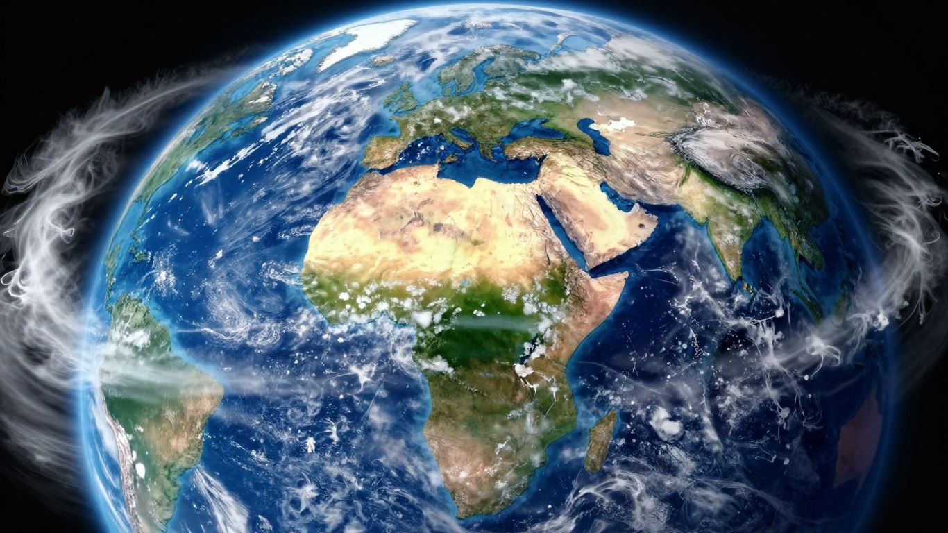 Earth from space with atmospheric gases.