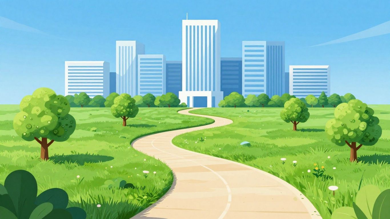 Corporate building integrated with nature, symbolizing CSR.