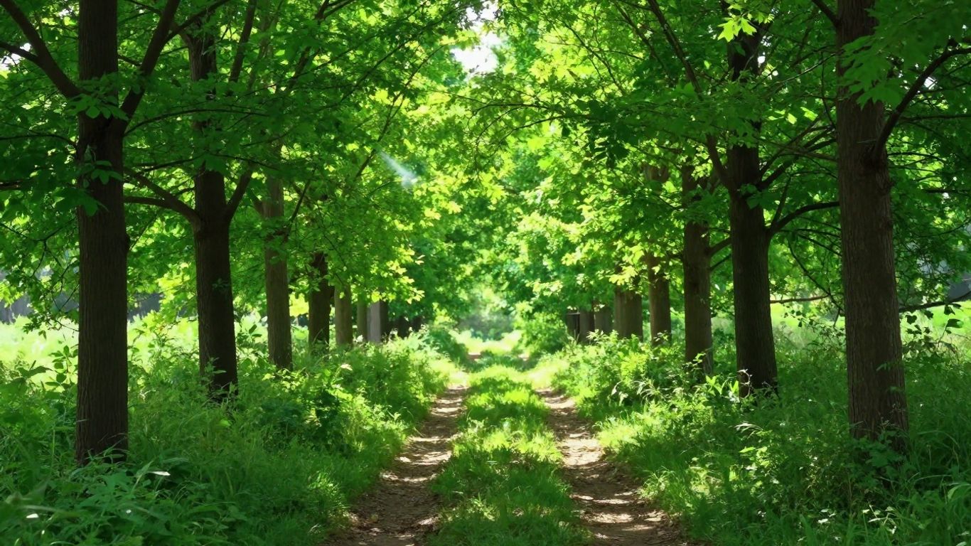 Green landscape with sunlight and healthy earth.