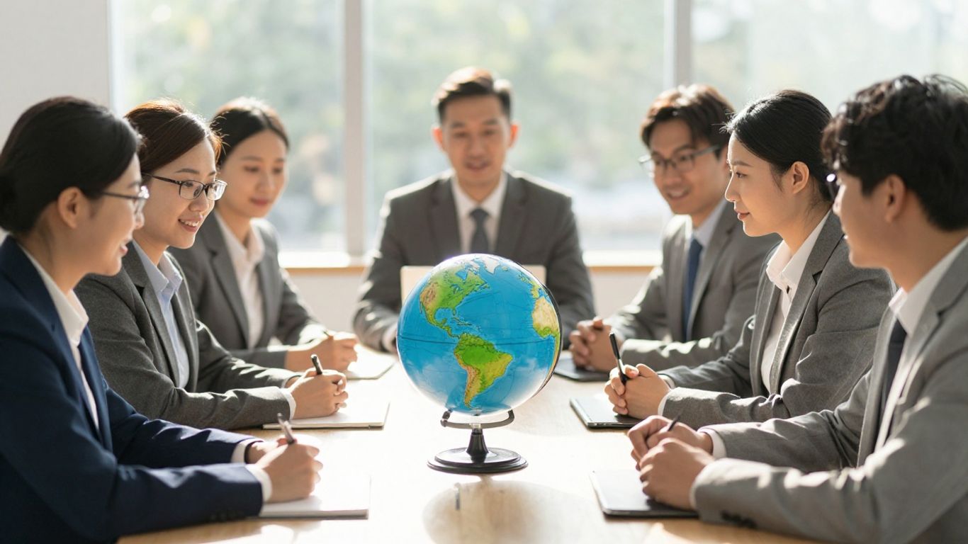 Global professionals collaborating on sustainability reporting.