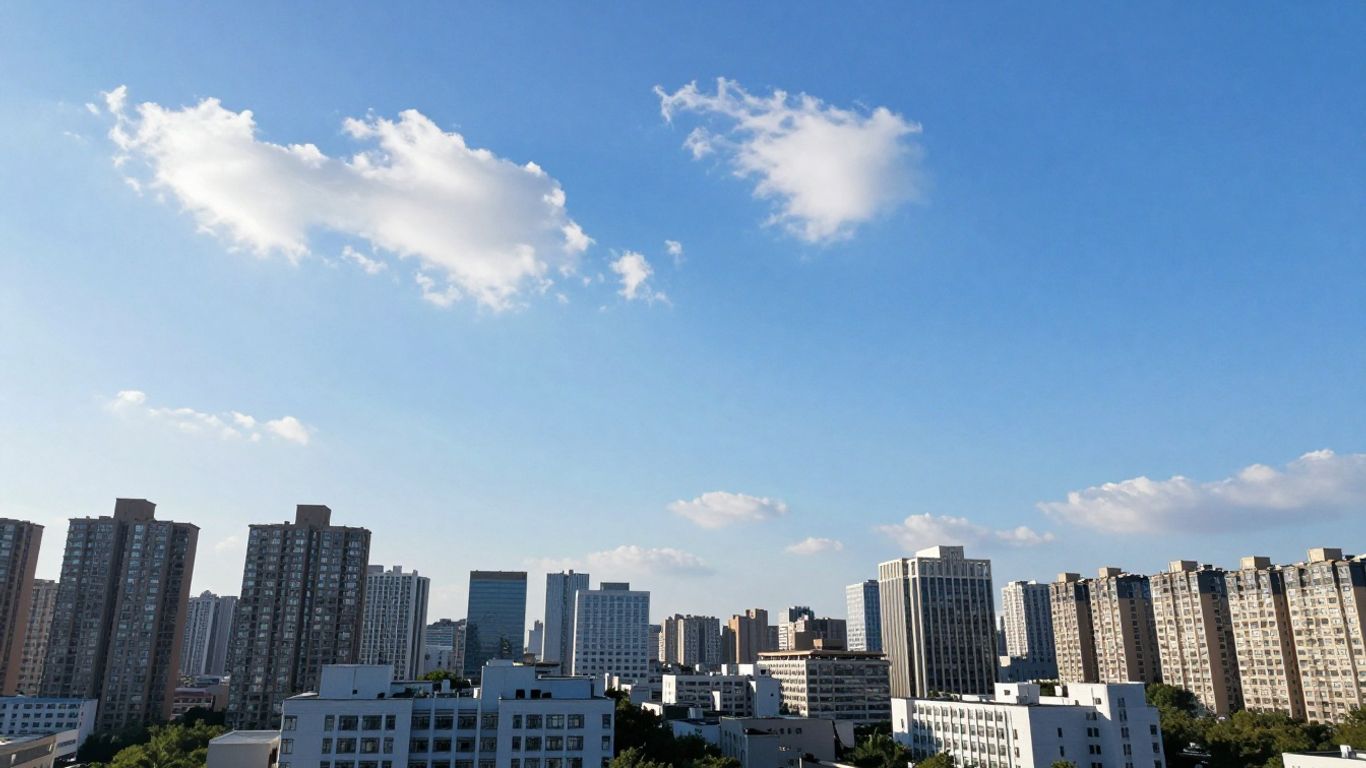 Clear sky over city skyline