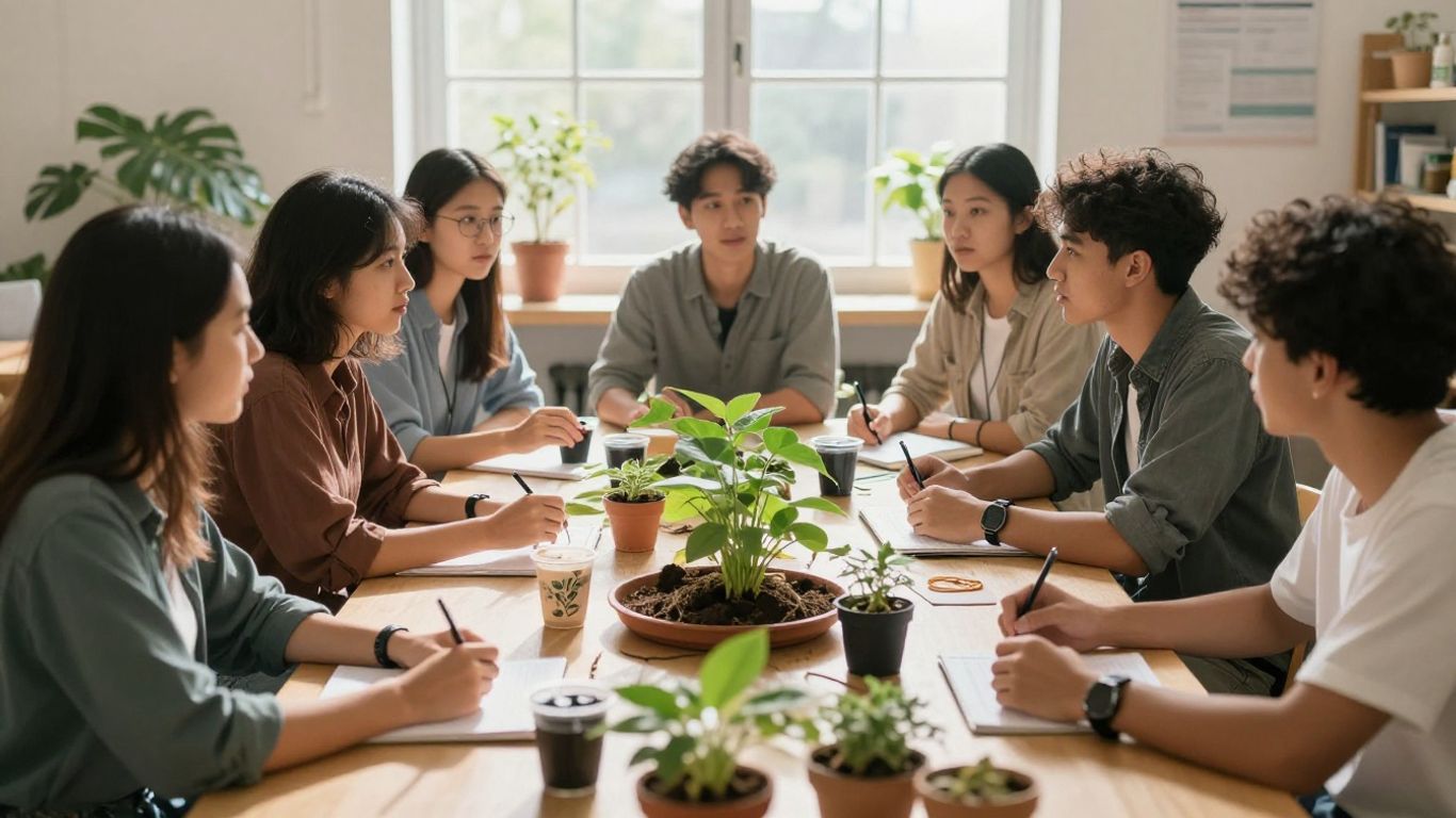 Students working on sustainability project