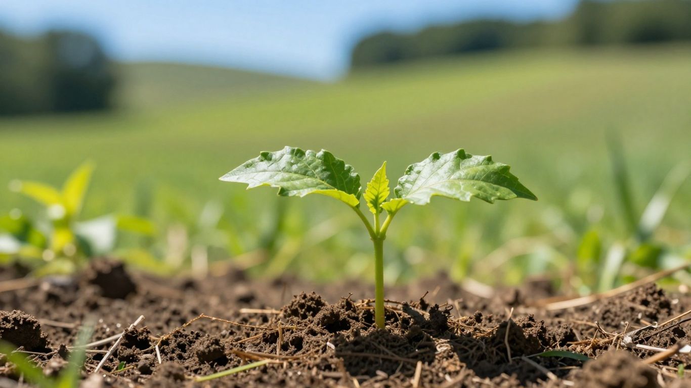 Green seedling growing, symbolizing sustainability and a greener future.