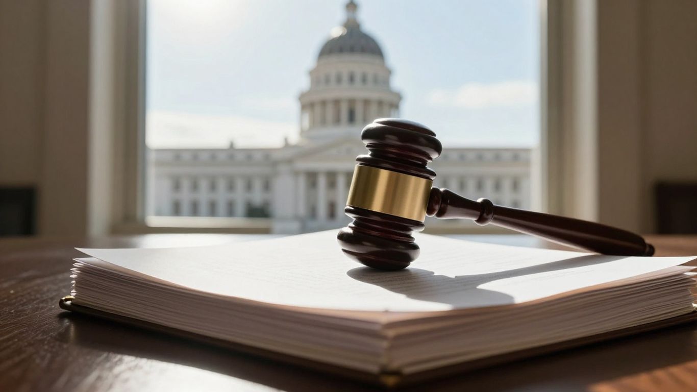 California Senate Bill 219 legal documents and gavel