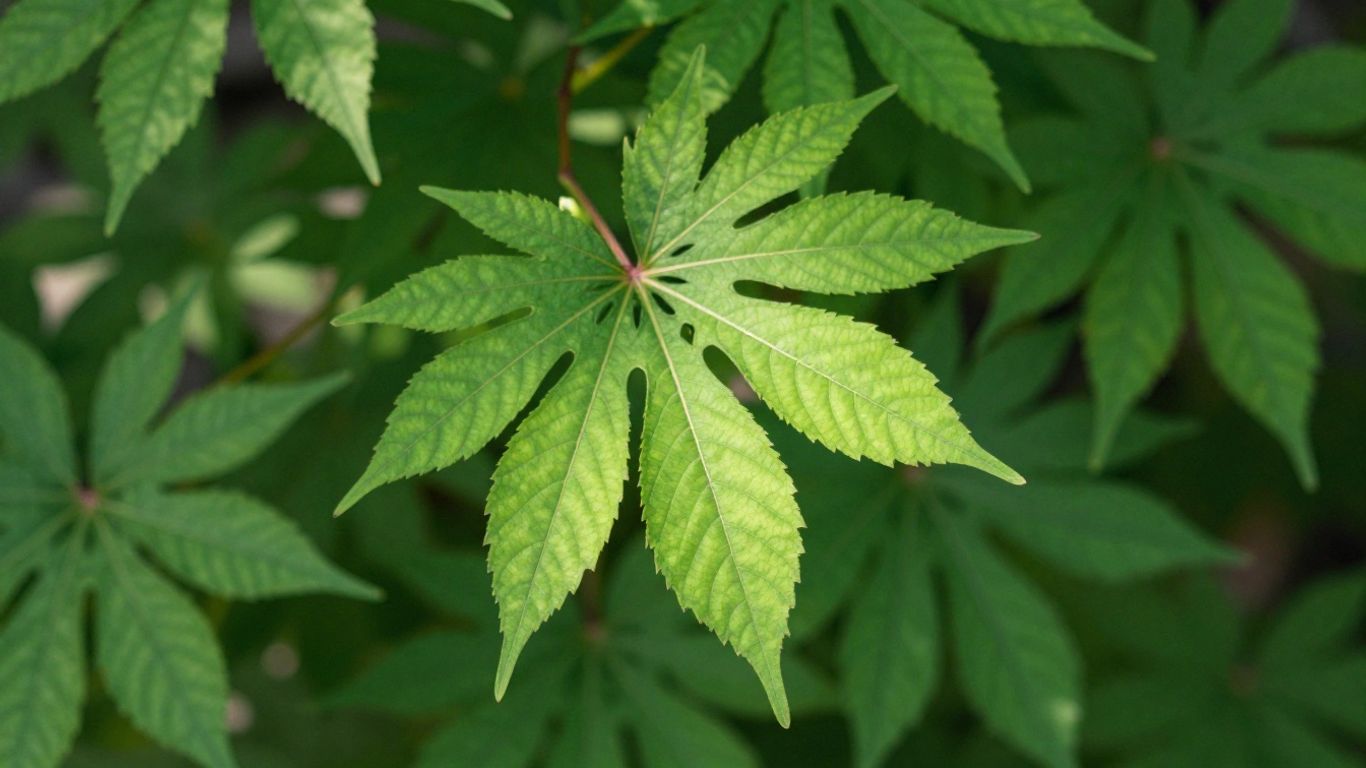 Green leaf with sunlight filtering through foliage.