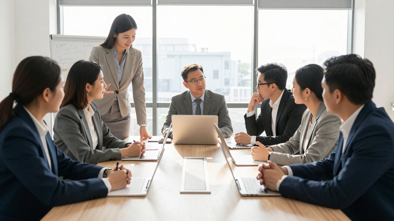 Boardroom discussion on climate financial disclosures