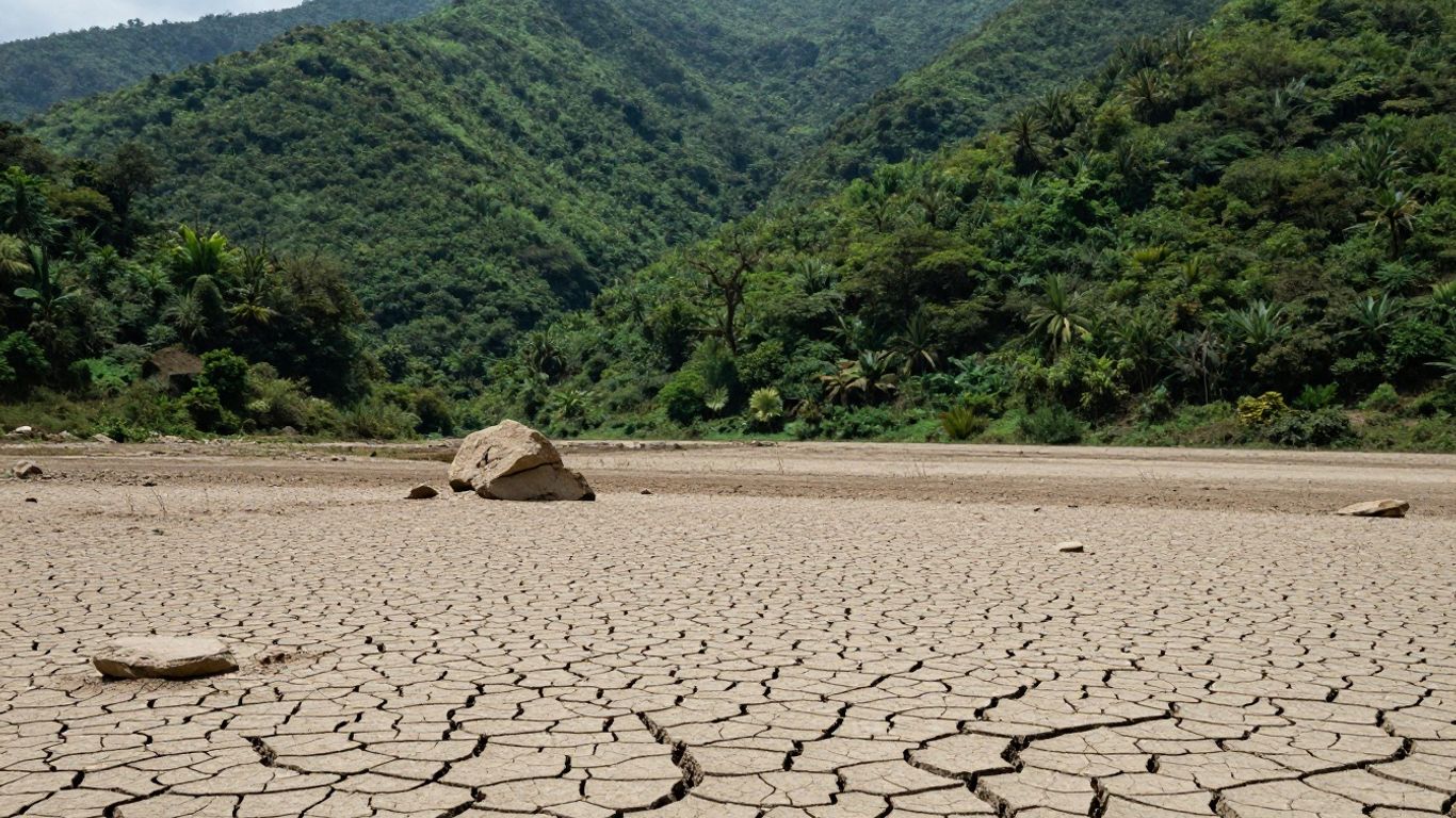 A desolate landscape showing the effects of sudden climate change