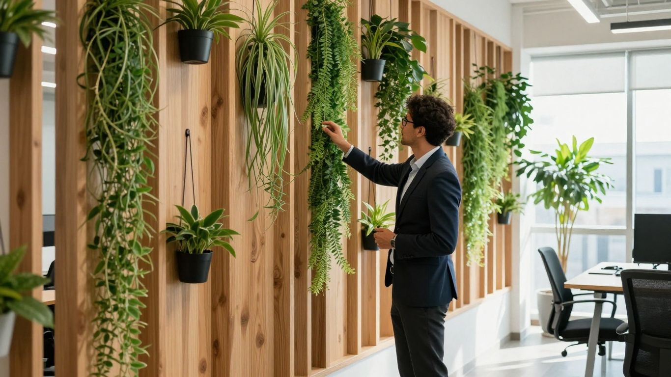 Professional working in a green office
