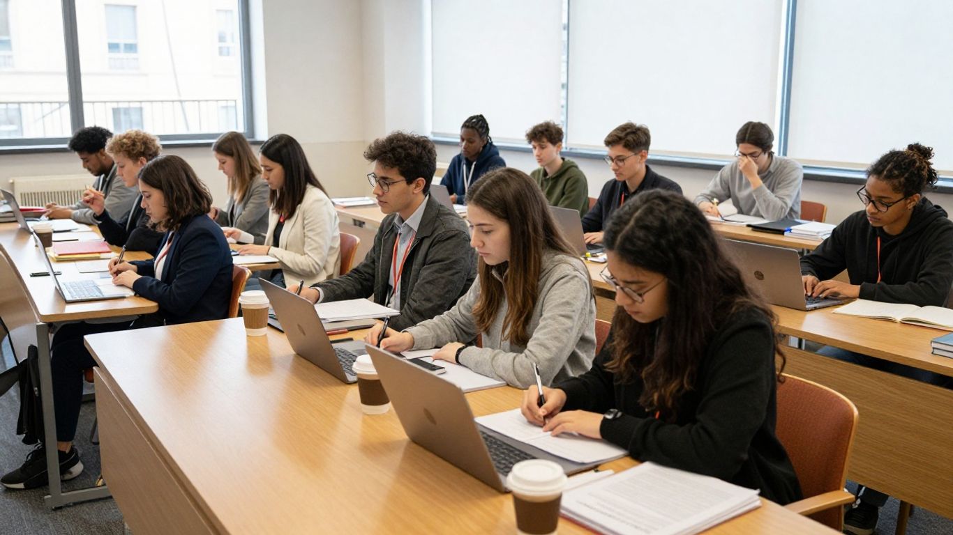 Diverse professional cohort engaged in class