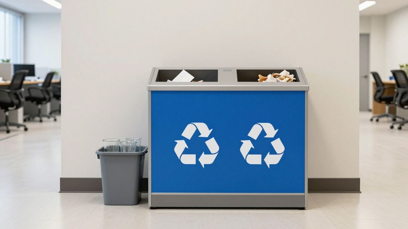 A clean zero-waste office recycling station