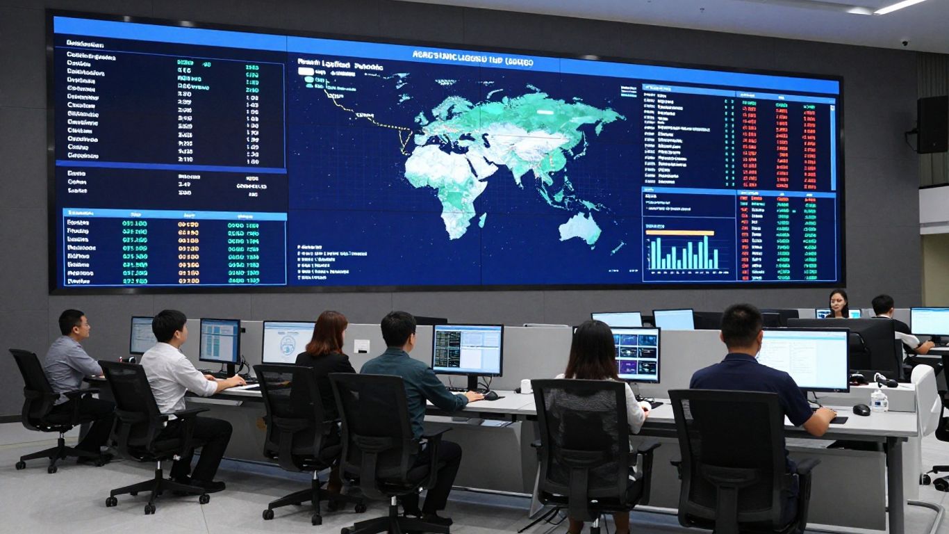 Digital dashboard showing supply chains