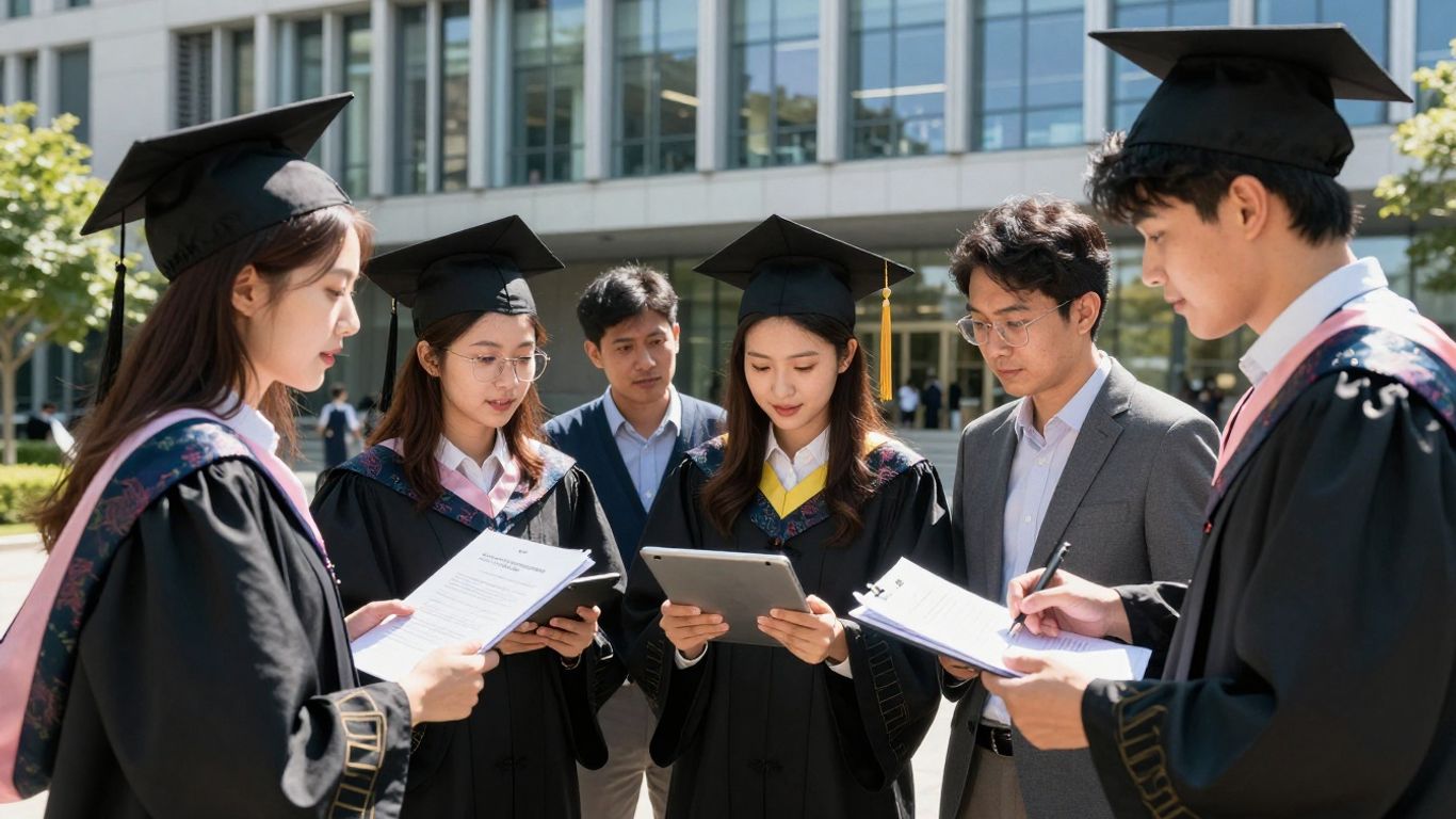 Applicants interviewing at a university campus