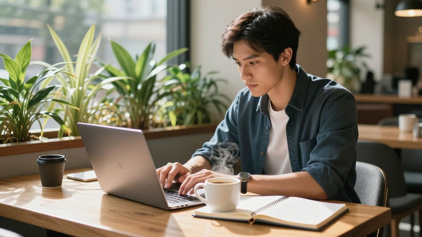 A student using a digital tablet for study