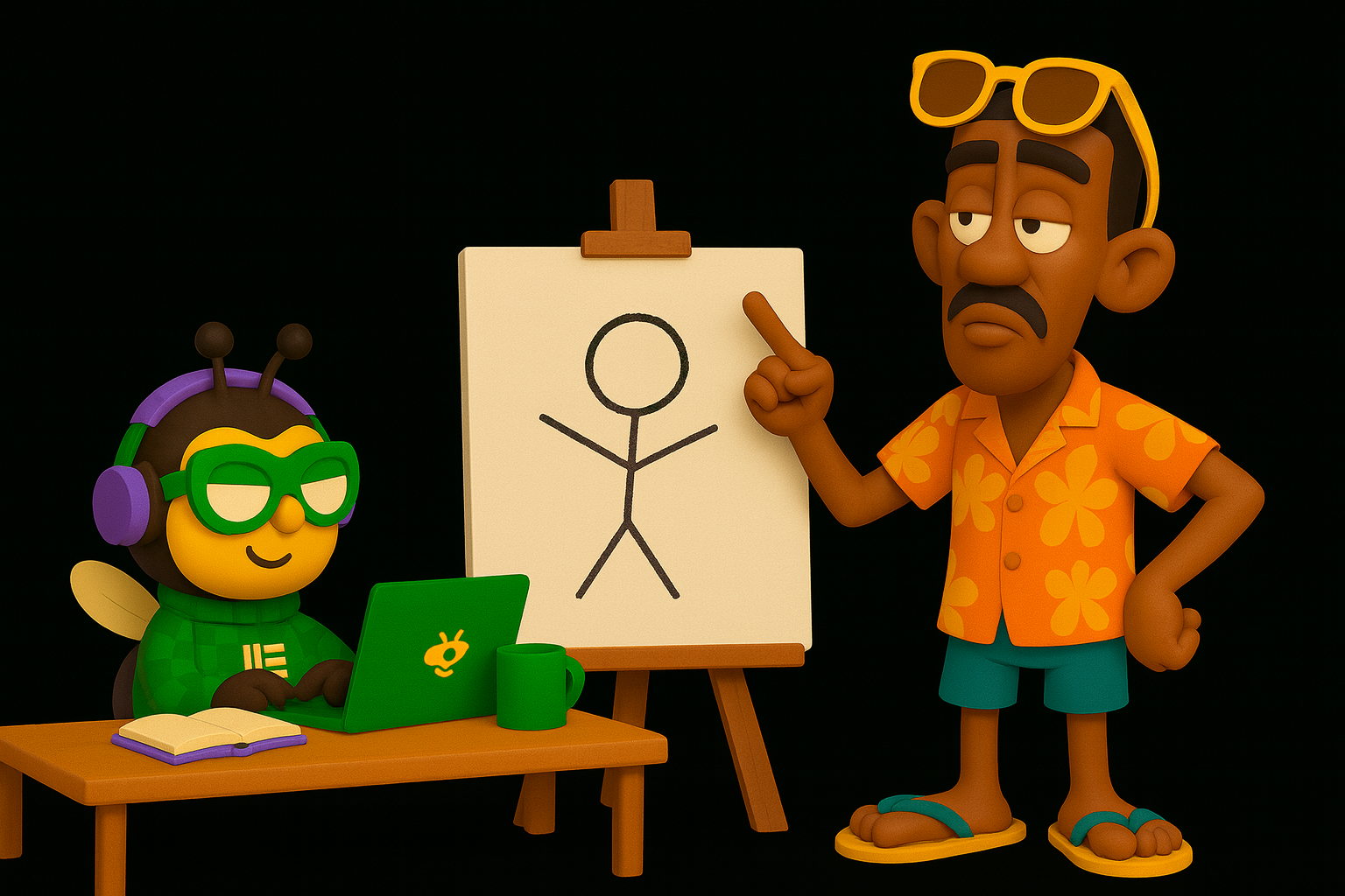 Lanky larry teaching the A.I character