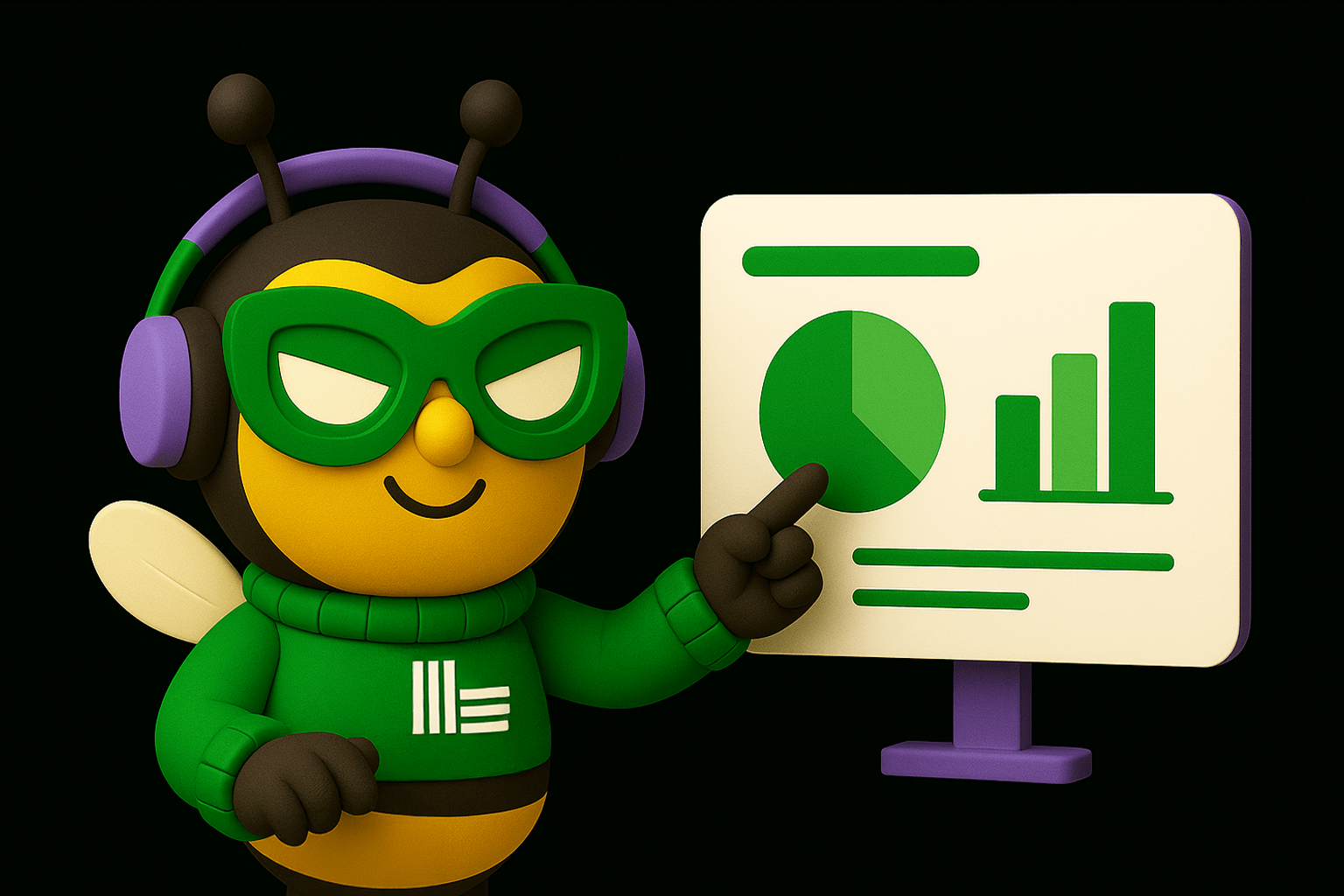 Lenny the bee making a presentation