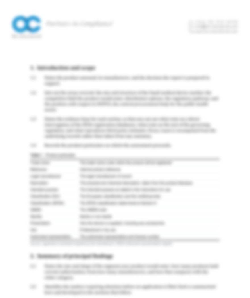 Assessment page, blurred for confidentiality