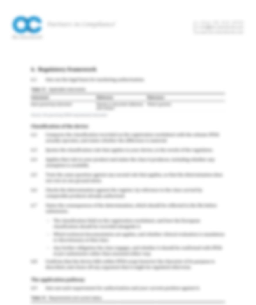 Assessment page, blurred for confidentiality