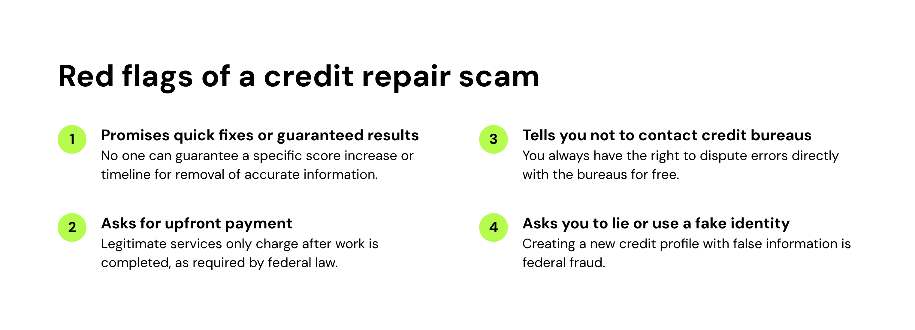 Red flags of a credit repair scam
