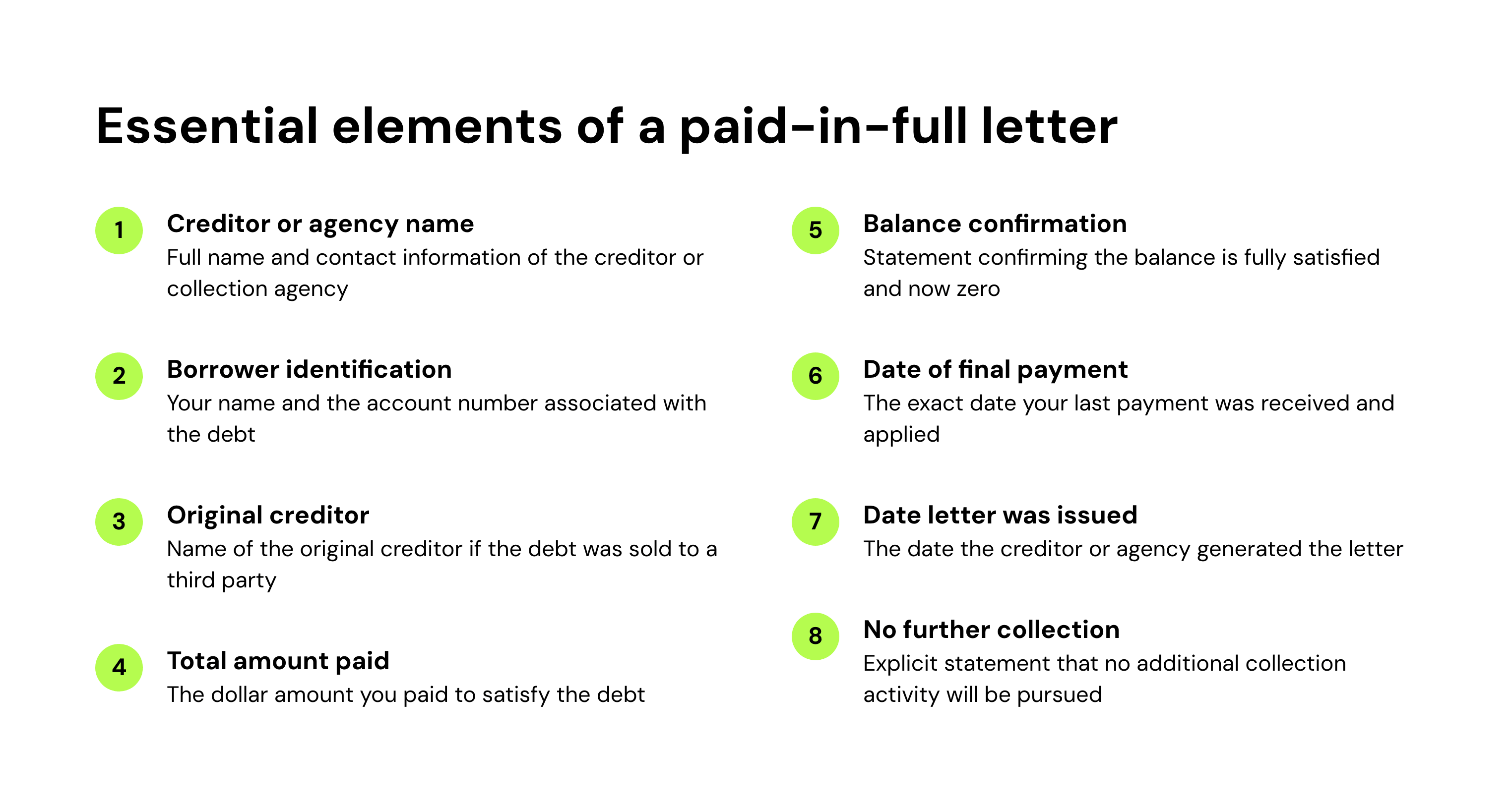 Essential elements of a paid-in-full letter