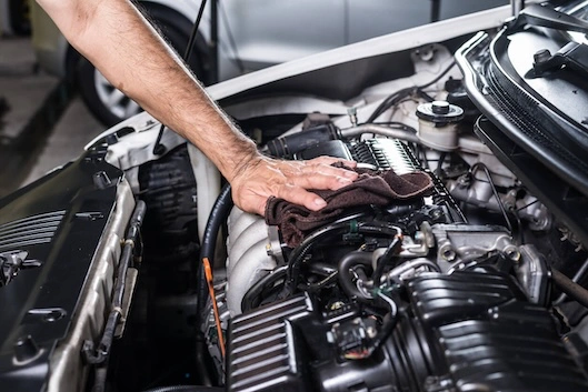 steam cleaning a car engine