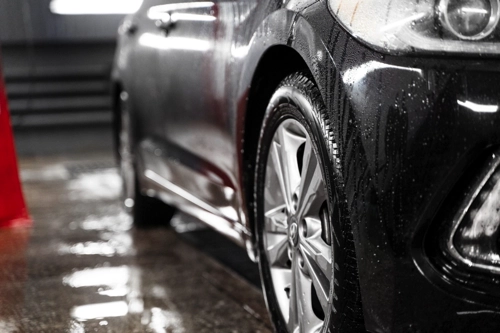 front side view of a car during a mini detail