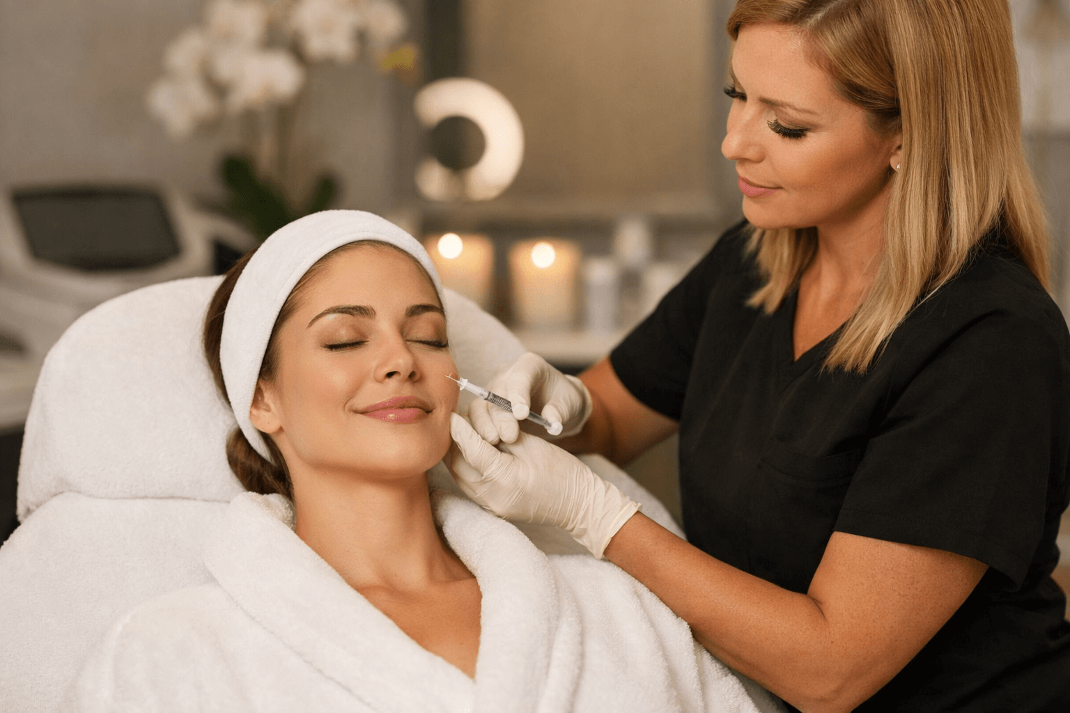 Woman receiving rejuvenating treatment at a medical spa in Wichita Falls, Texas