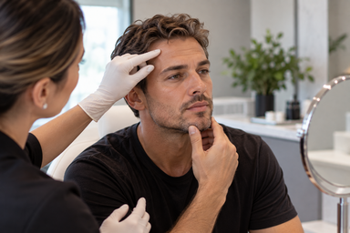 Man in Wichita Falls, Texas considering Botox to soften forehead lines and look less tired