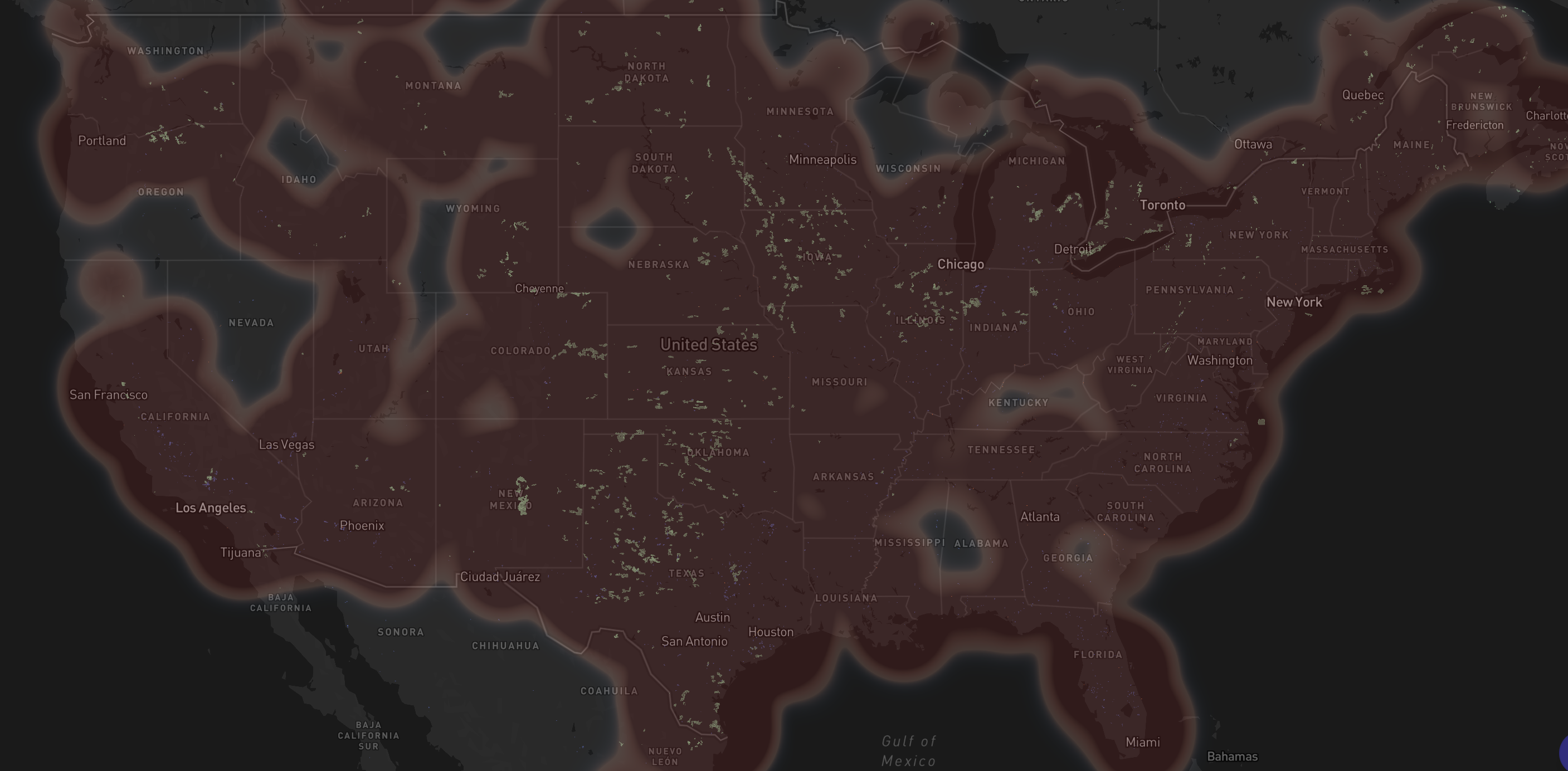DSPTCH Atlas heatmap of every utility-scale renewable energy site across the United States, the data foundation that powers DSPTCH’s mapping, compliance, and workforce products