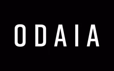 White uppercase text 'ODAIA' on a black background.