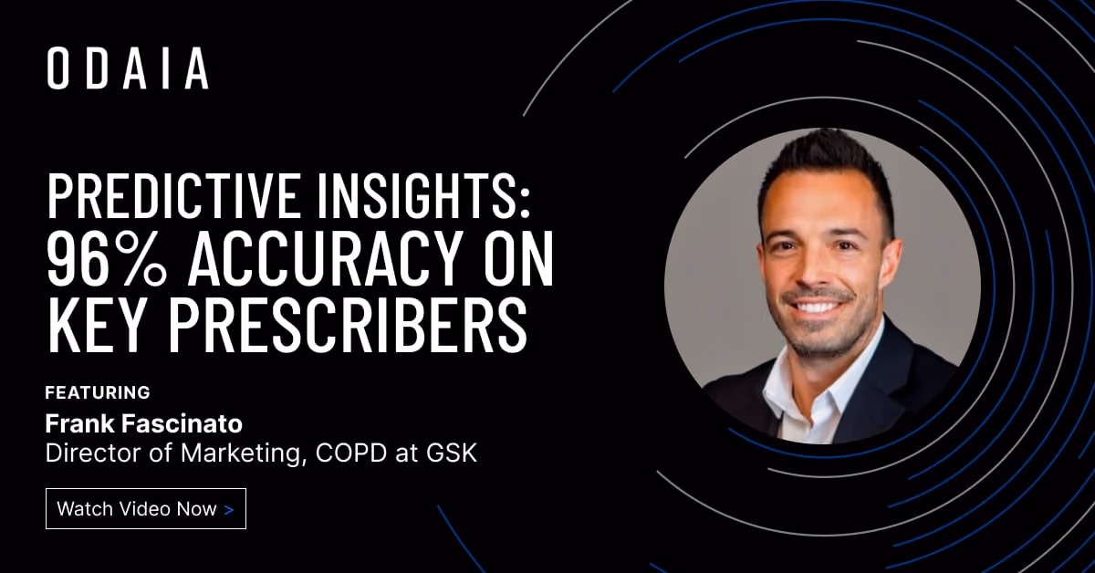 Thumbnail image for a video testimonial from GSK about AI in Pharma. 