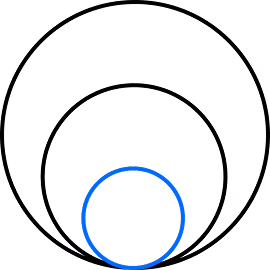 Company value icon with three circles gradually getting bigger. 