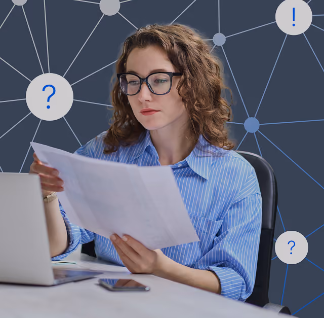 Stock image of professional analyzing documents. 