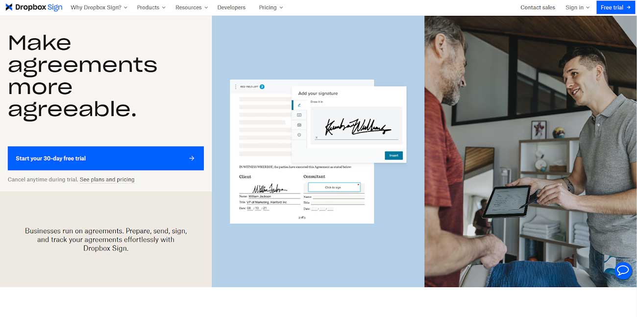 Dropbox Sign formerly HelloSign Website made with Webflow