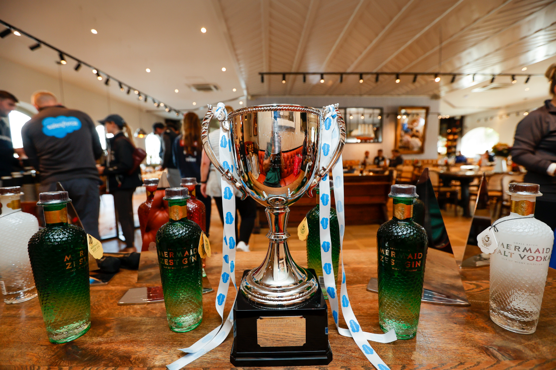 The regatta trophy on display at the prize-giving