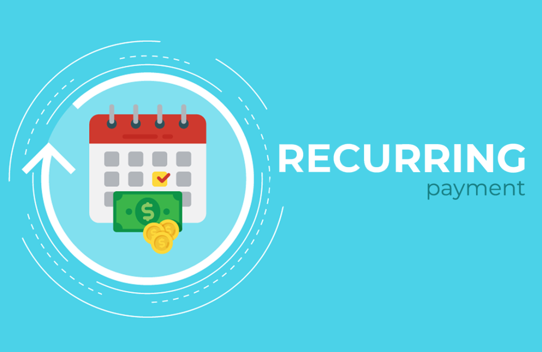 Calendar with checkmark, dollar bills and coins representing automated recurring payment system on turquoise background