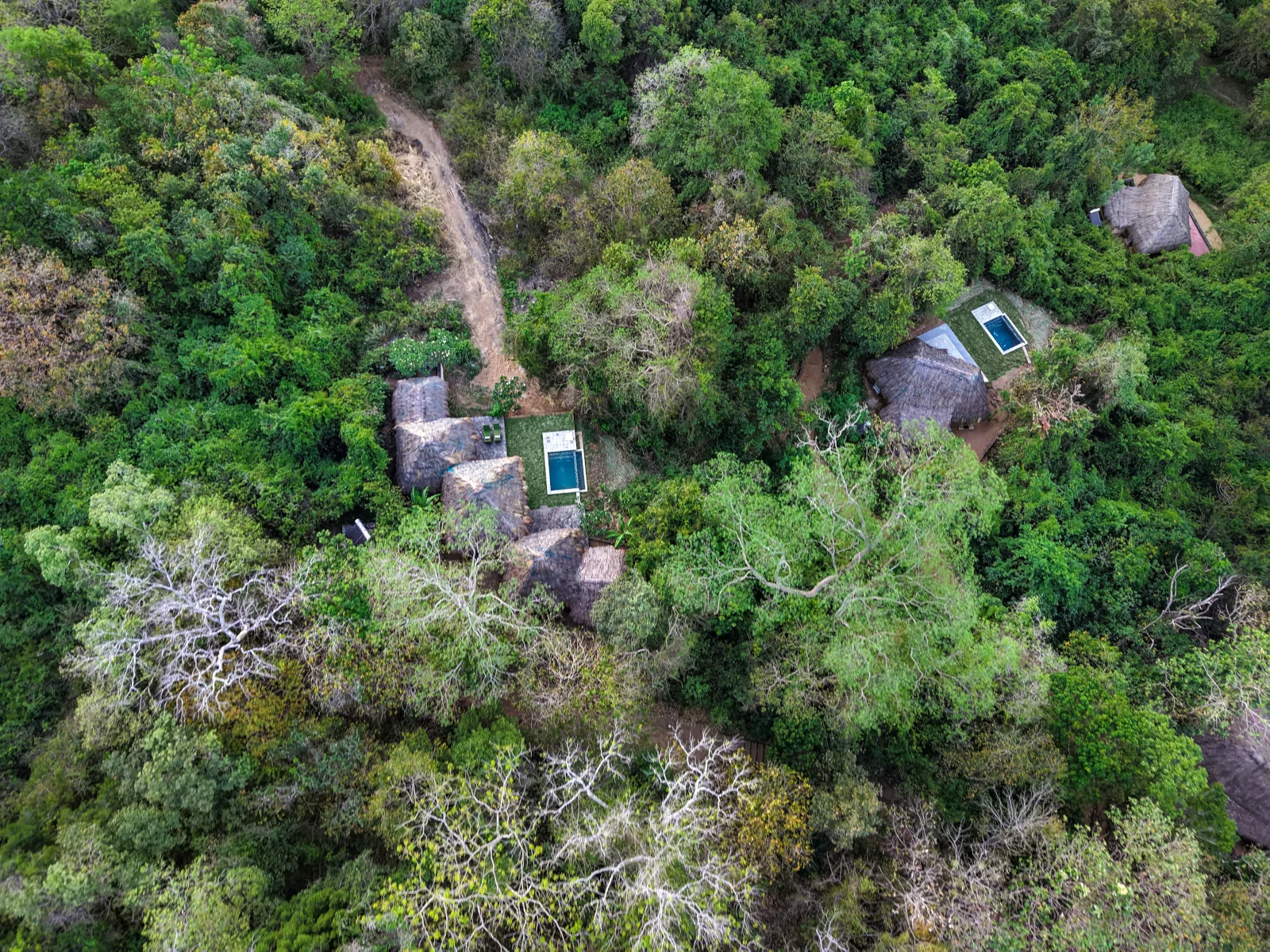 High overhead view of lodge
