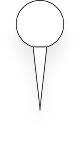 Pictogram van een locatiepin met een ronde bovenkant en een puntige onderkant.