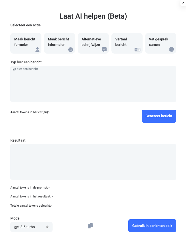 ChatGPT venster in Saysimple