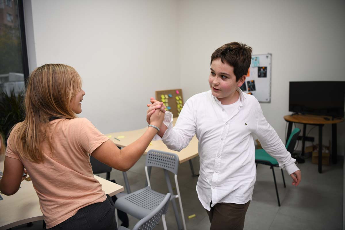 Two cute kids in motion