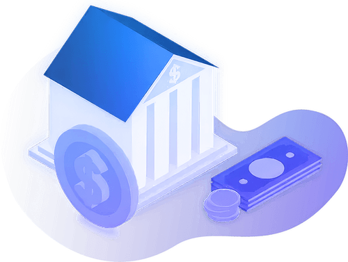 Illustration of bank and money