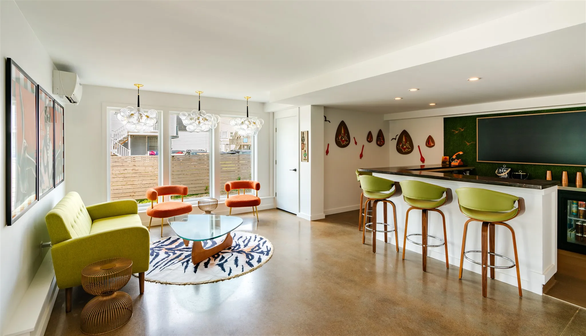 The lobby and remote co-working space for hotel guests at The Nevada Hotel in York Beach, Maine.